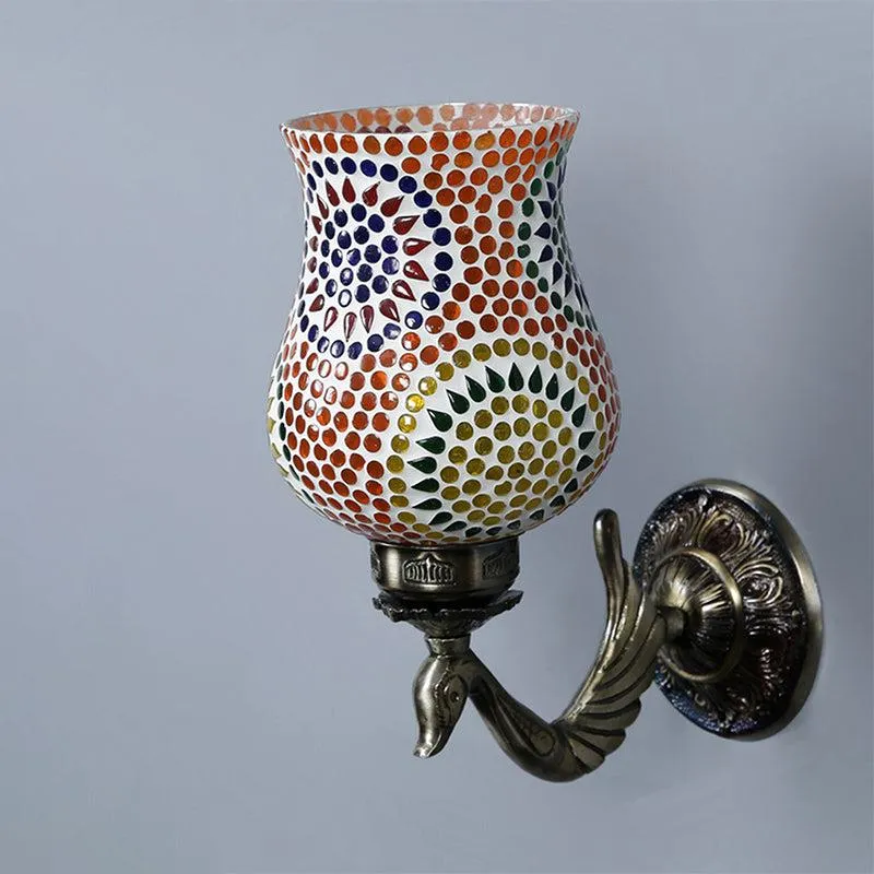 Elva Retro Mosaic Glass & Metal Wall Lamp media 5