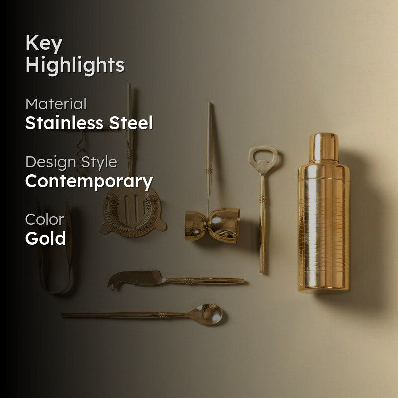 Exquisite Stainless Steel Barware Tools - Eight Piece Set media 2