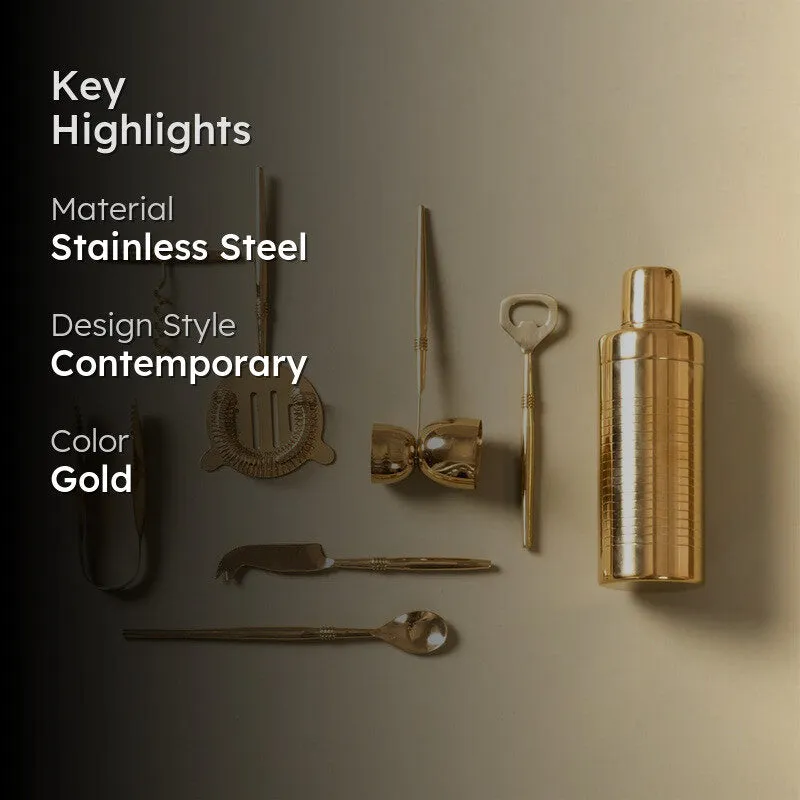 Exquisite Stainless Steel Barware Tools - Eight Piece Set media 2