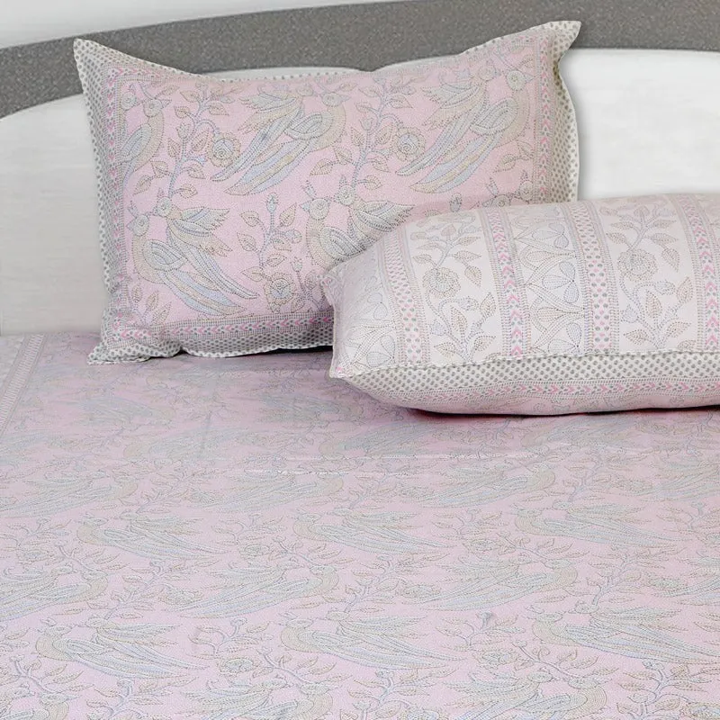 Irava Floral Cotton Bedsheet (Pink) - 144 TC media 4