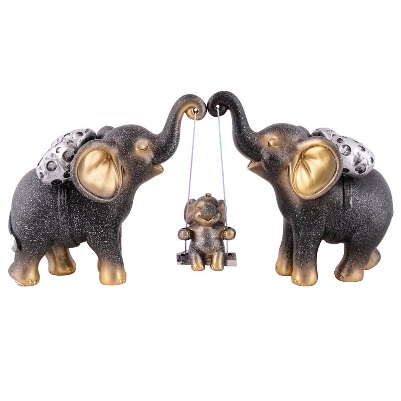 Tiny Tuskers Painted Polyresin Elephant Showpiece - Black media 3