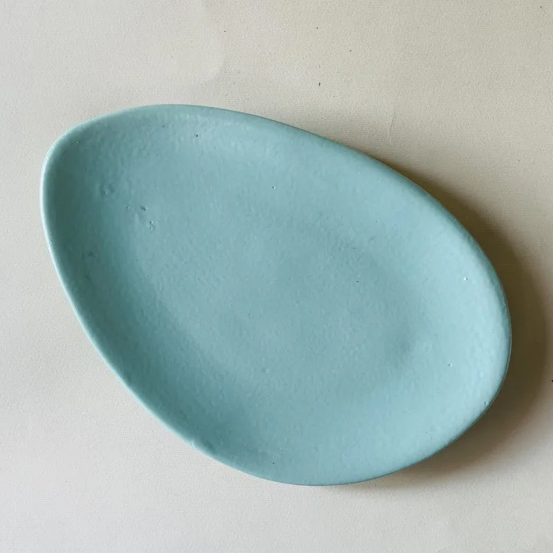 Almond Ceramic Platter (8 Inch) - Green media 6
