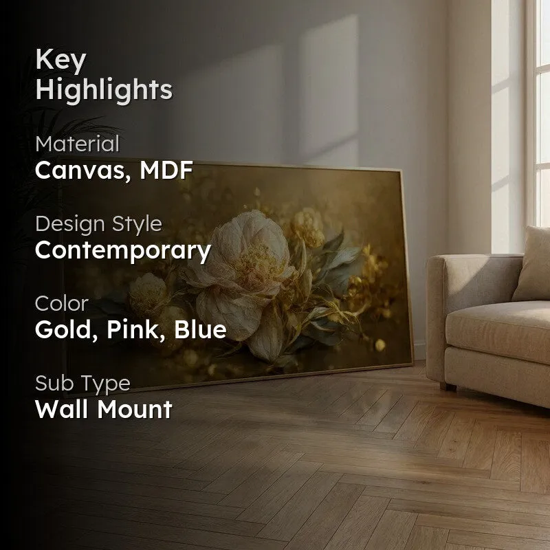 Golden Bloom Elegance Canvas Wall Painting With Frame media 2