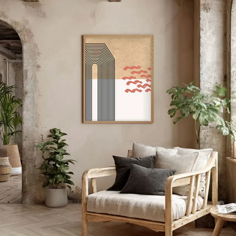 Earthbound Geometry Canvas Wall Painting With Brown Frame media 5