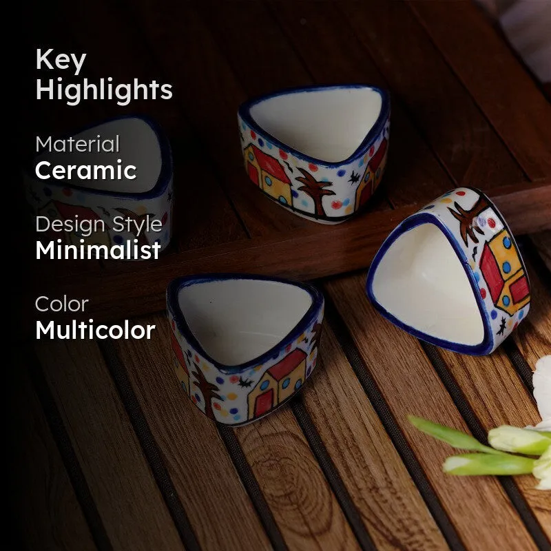 Bowlva Ceramic Dip Bowls (Multicolor ,50 mL Each) - Set Of Four media 2