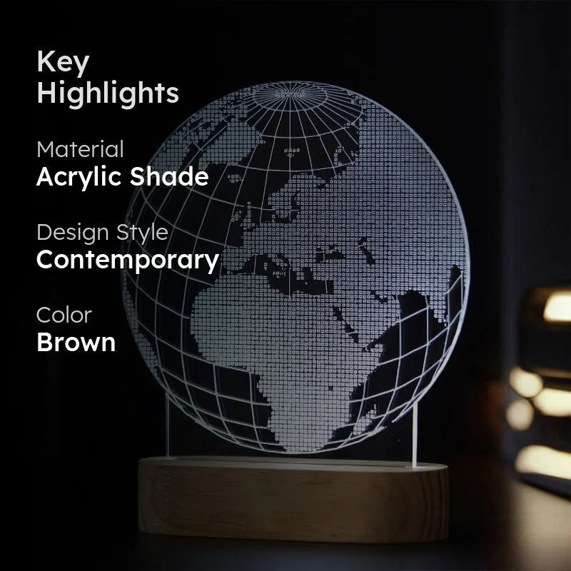 Globe Wonder Luminance LED Acrylic Table Lamp - Brown media 2