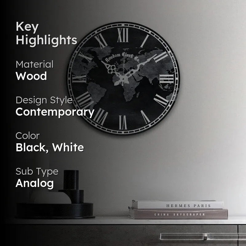 World Time Wood Analog Wall Clock media 2