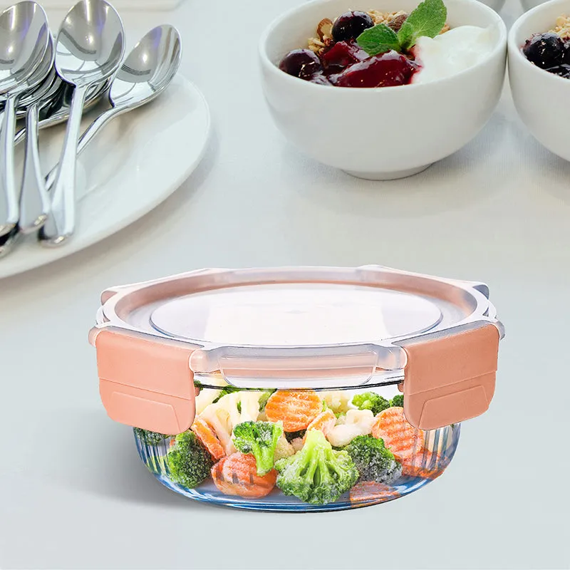 Bergner Seal Tiff Airtight Glass Tiffin Box (Peach) - 620 mL media 1