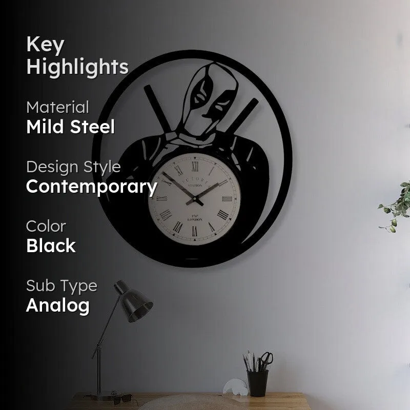 Maskara Steel Analog Wall Clock - Black media 2