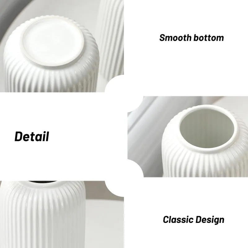 Floris Ribbed Flower Ceramic Vase - White media 8