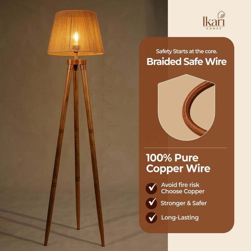 Nordic Tripod Acacia Wood Floor Lamp media 4