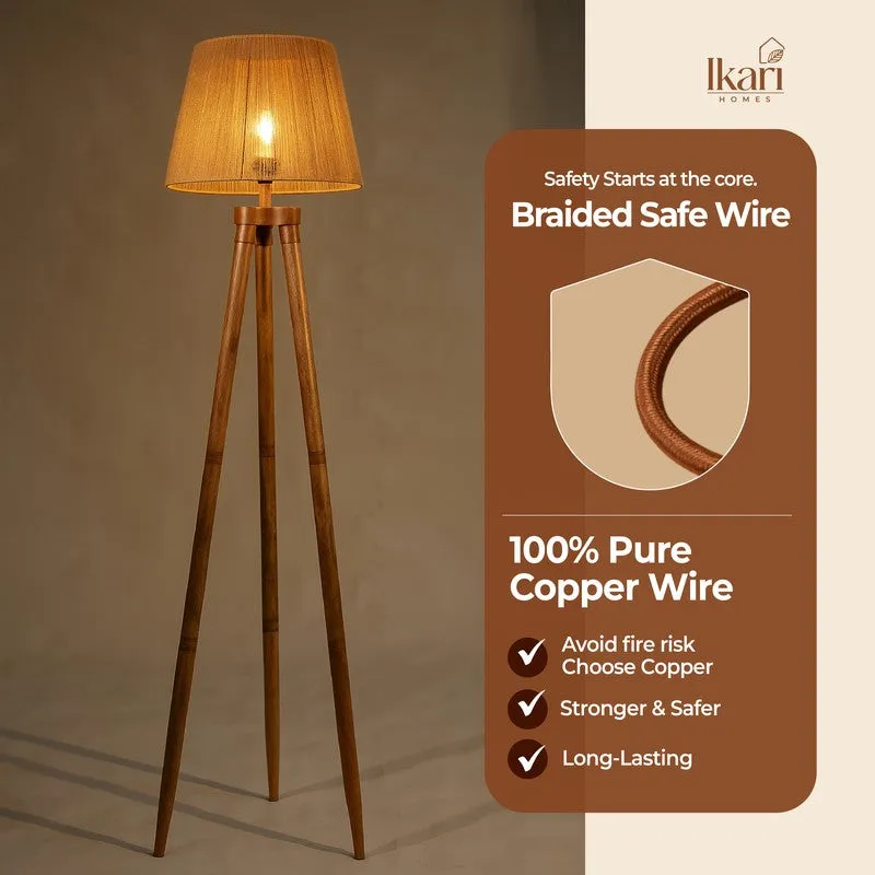 Nordic Tripod Acacia Wood Floor Lamp - 4