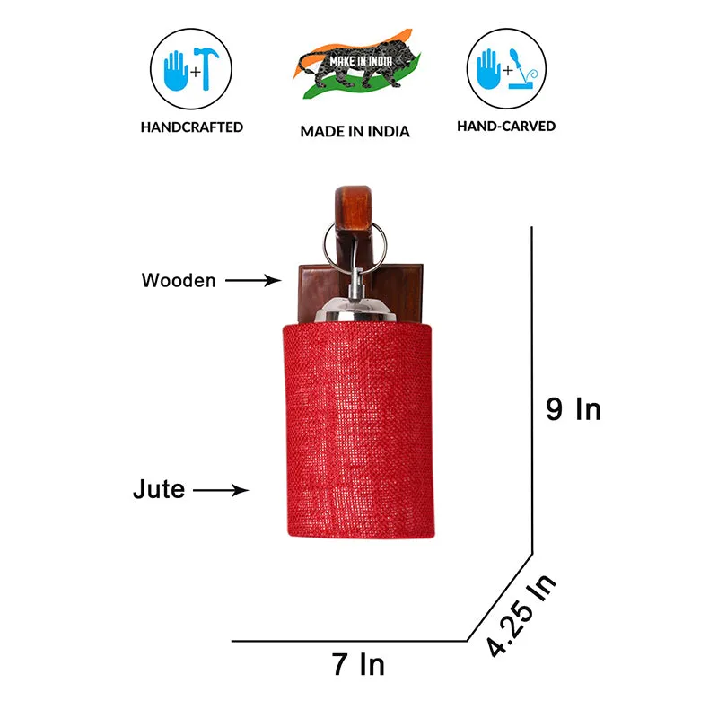 Estrella Jute & Wooden Wall Lamp - Maroon media 6