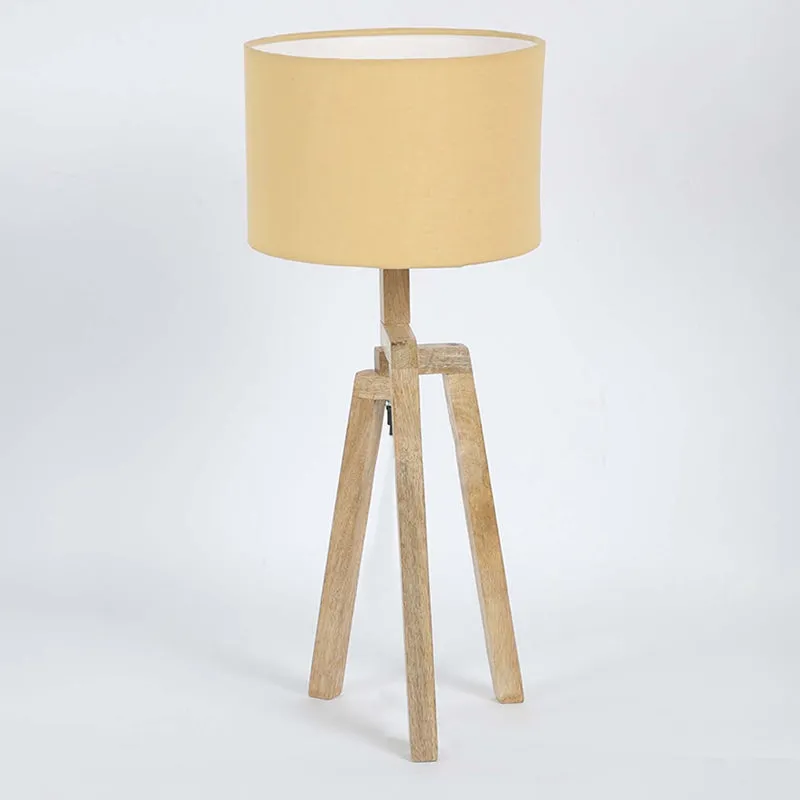 Ambrette Wooden Table Lamp - Yellow,Beige media 4