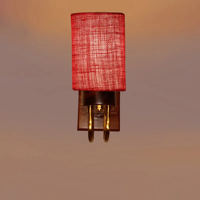 Gilded Arch Jute Wall Lamp - Red media 6