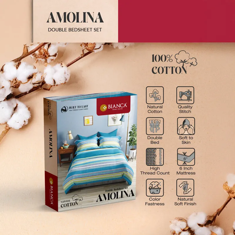 Amolina Cotton Bedsheet (Sea Green) - 135 TC - 7