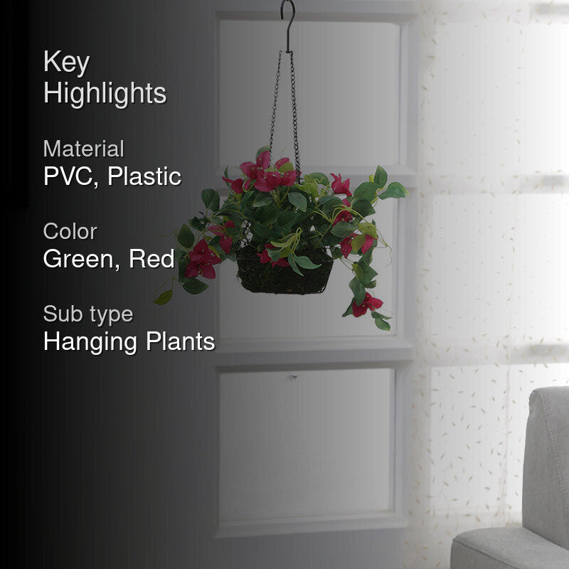 Faux Bougainville In Hanging Basket (Dark Pink) media 2