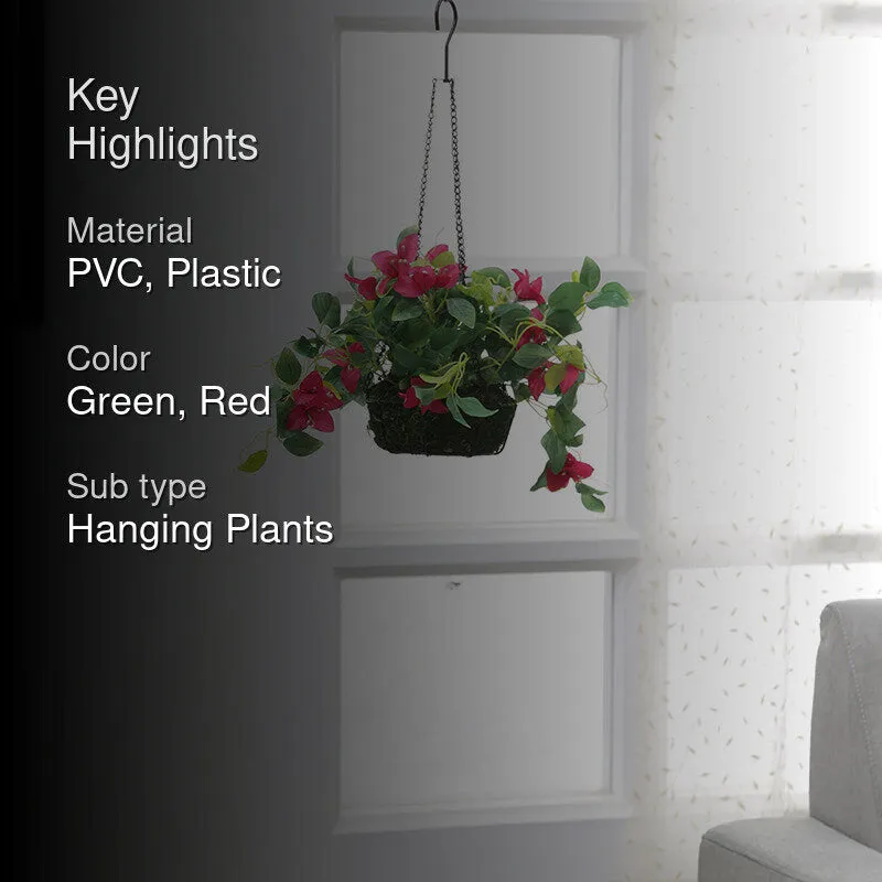 Faux Bougainville In Hanging Basket (Dark Pink) media 2