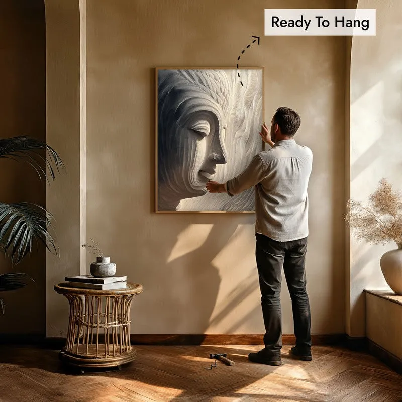 Awakened Buddha Archival Paper Wall Painting With Brown Frame media 6