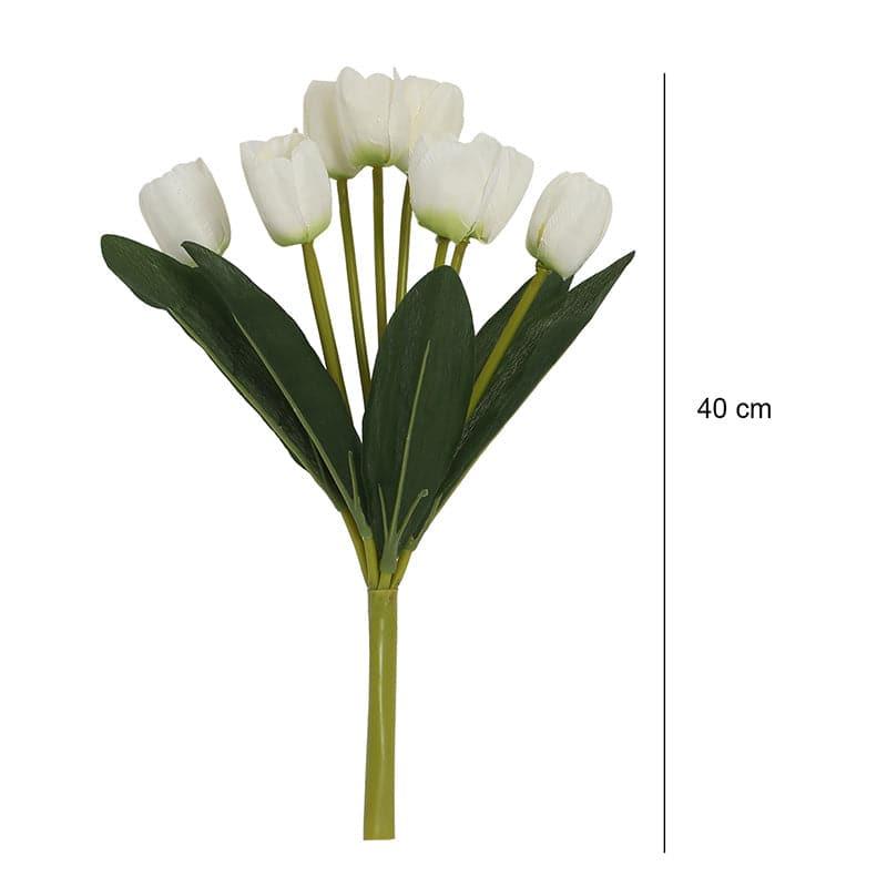 Faux Tulip Floral Bunch (White) - Set Of Two media 5