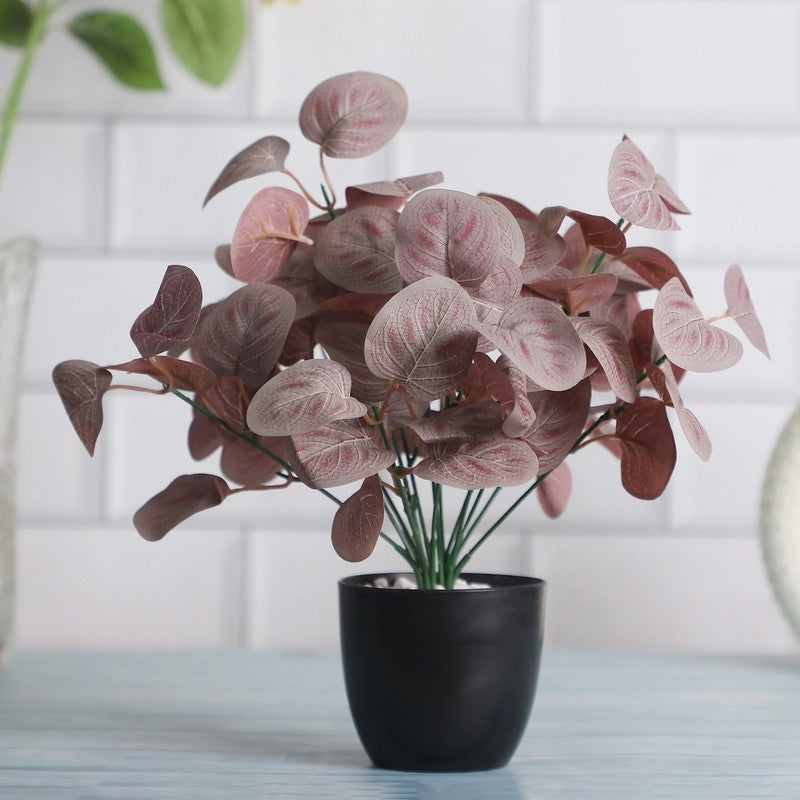 Artificial Purple Eucalyptus Plant With Black Plastic Pot