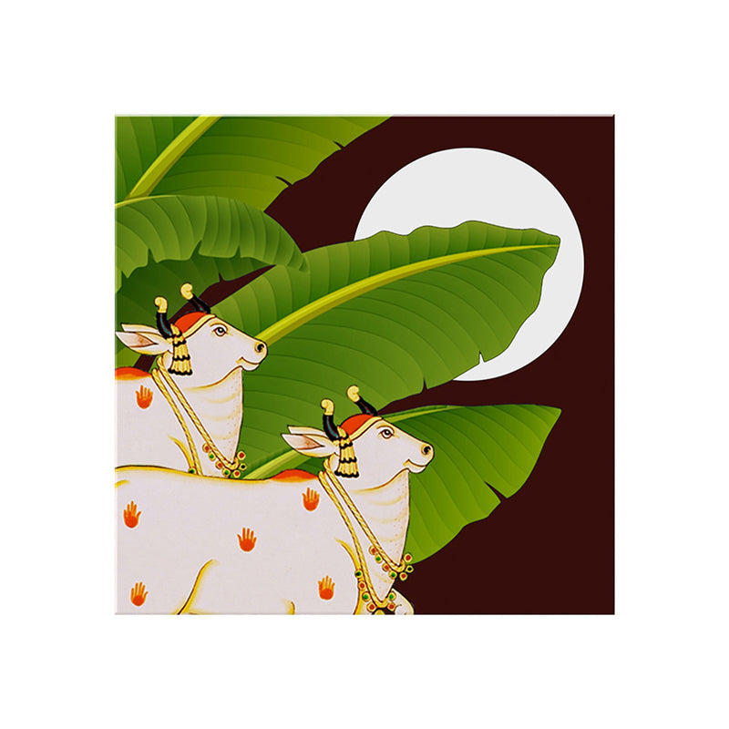 Moonlit Cow Charm Poly Canvas Wall Painting media 4