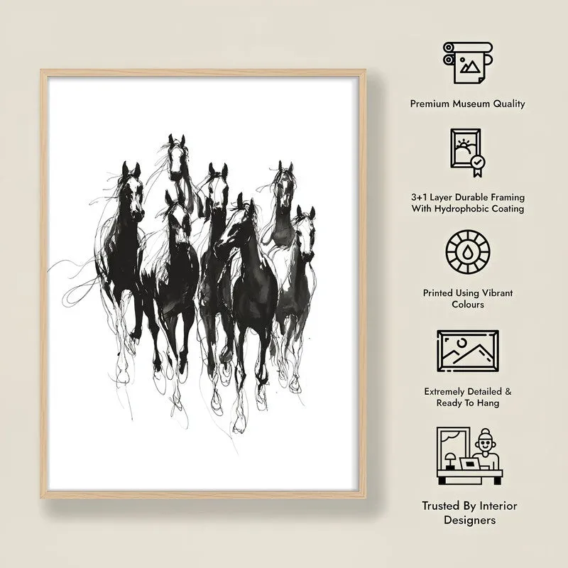 Spirit Horse Canvas Wall Painting With Brown Frame media 10