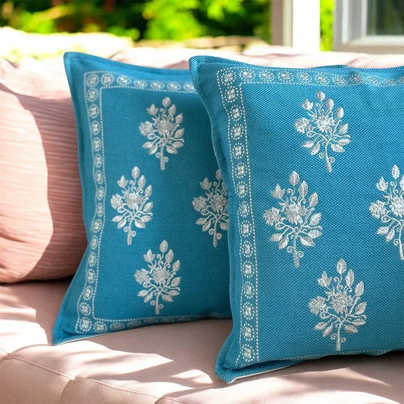 Stitch Lab Embroidered Cotton Cushion Cover - Set Of Two media 3
