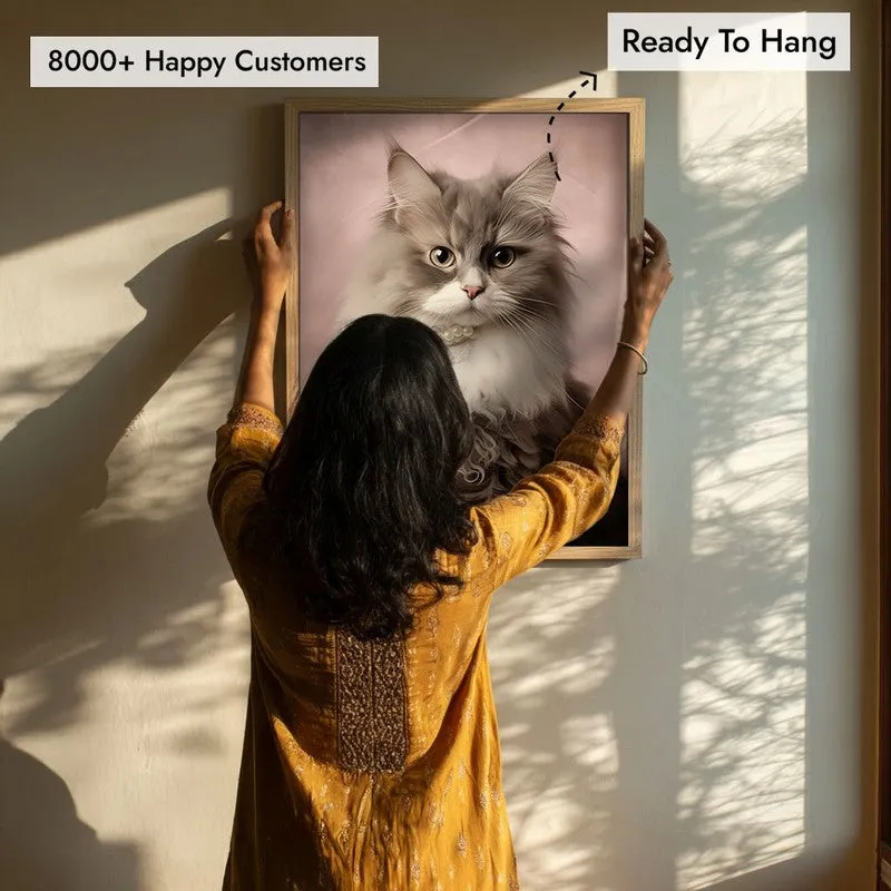 Cat Portrait Archival Canvas Wall Art - Natural Brown Frame media 7