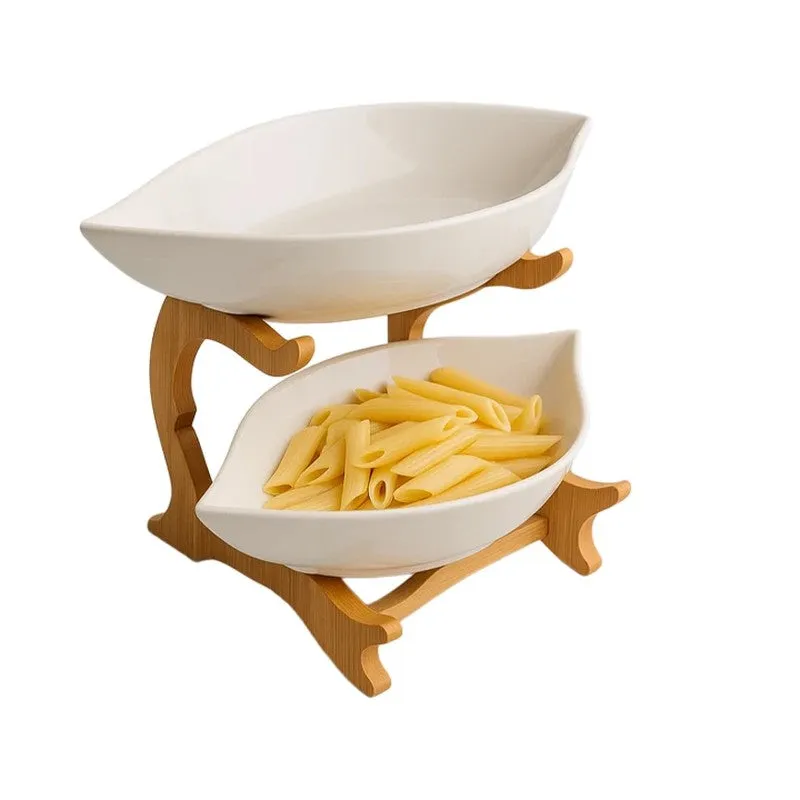 NatureNest Two Tier Leaf Serving Bowl - Set Of Two media 3