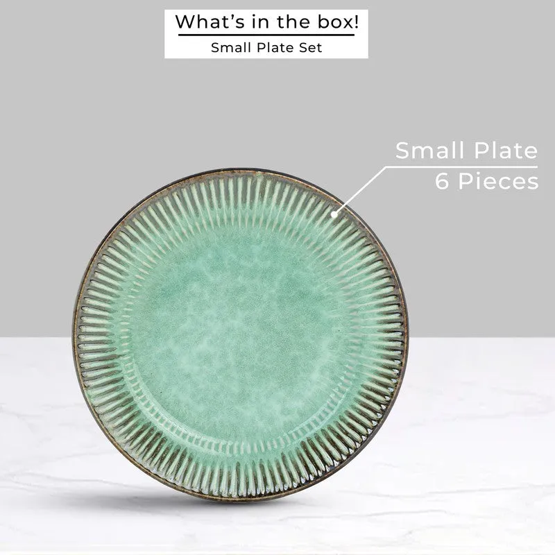 Mintora Green Ceramic Quarter Plates - Set Of Six media 4
