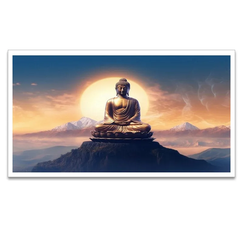 Buddha At Sunrise Canvas Wall Painting With Frame media 5