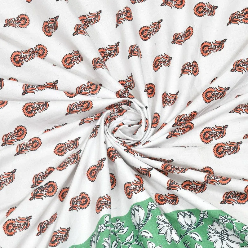 Gardena Cotton Bedsheet (White,Green) - 240 TC media 5
