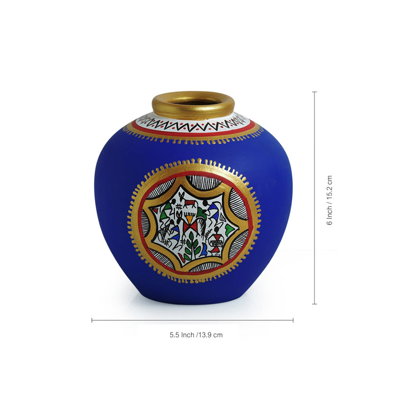 Kapiva Warli Handpainted Terracotta Vase - Set Of Two media 6