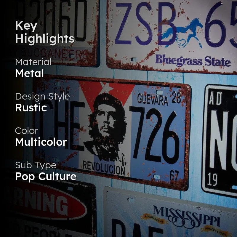 Che 726 Number Plate Metal Wall Accent media 2
