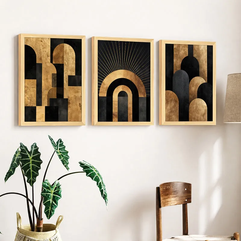 Midnight Gold Abstract Wall Art - Set Of Three media 3