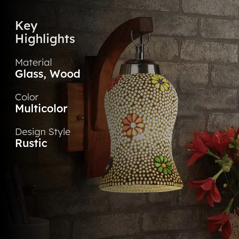 Shima Floral Forma Mosaic Glass & Wooden Wall Lamp media 2