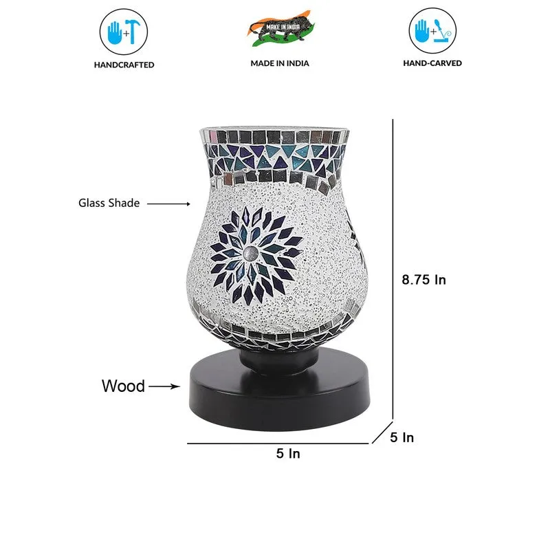 Blazeon Glass Table Lamp With Wooden Base - White media 8
