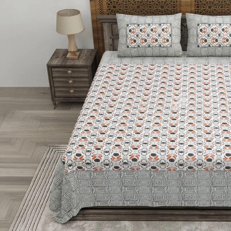 Aurao Cotton Bedsheet (Red,Grey) - 240 TC media 3