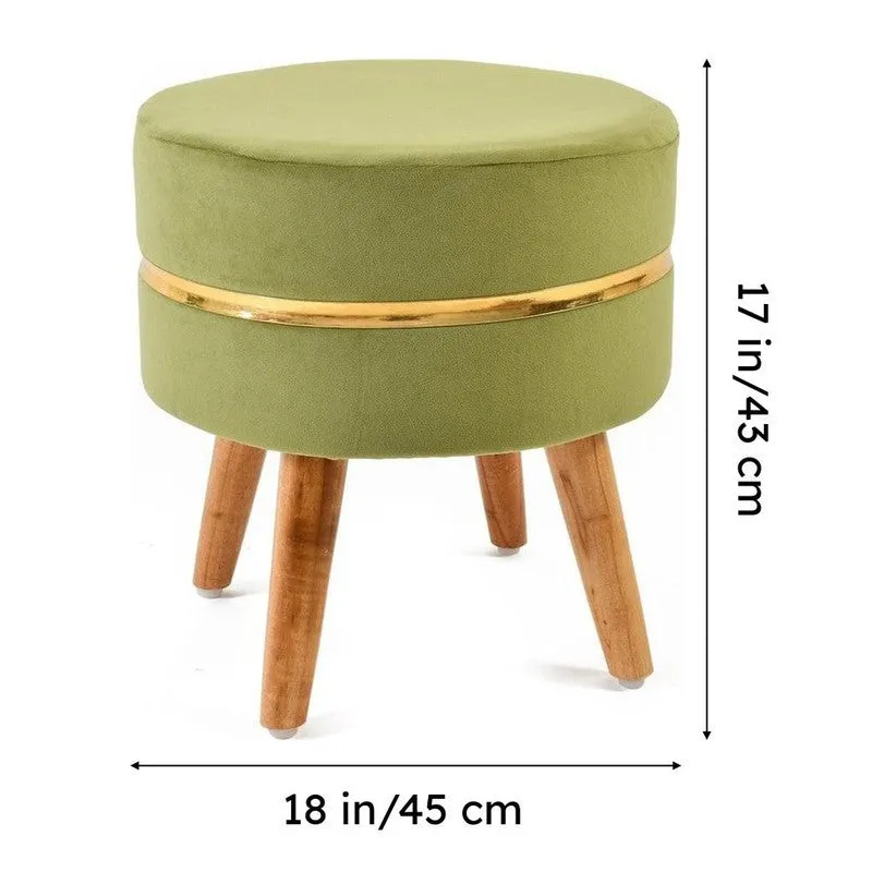 Classic Solid Velvet Ottoman - Green media 8