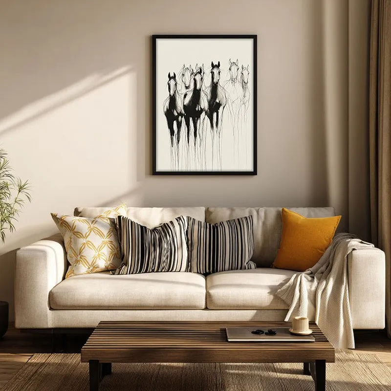 Horse Beyond Lines Wall Painting With Black Frame media 5
