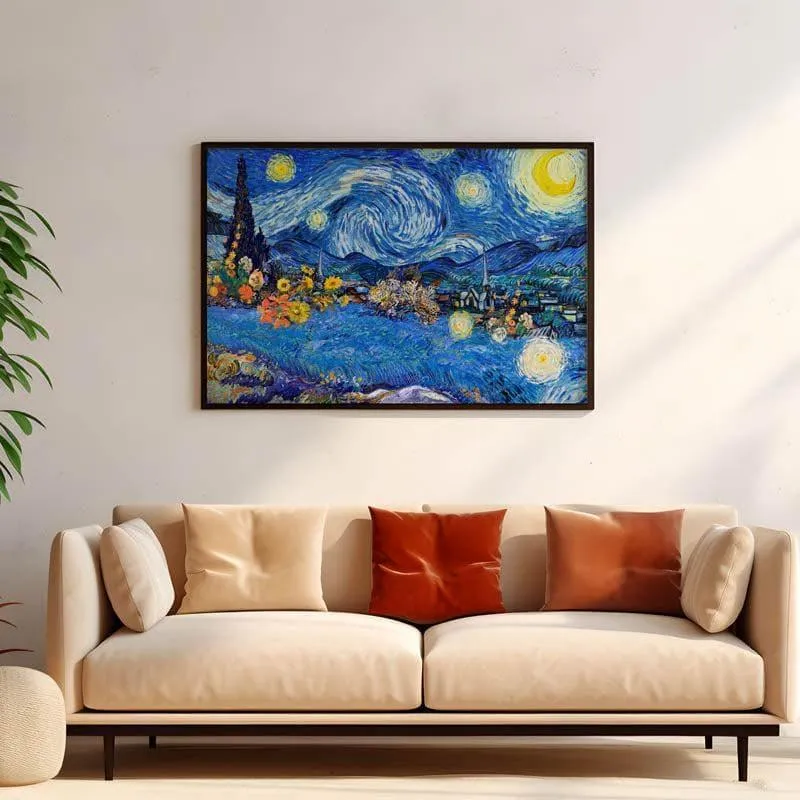 Starry Night Remix By Vincent Van Gogh - Black Frame media 1