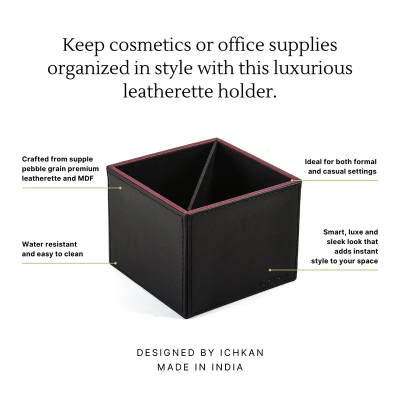 Tisca Faux Leather Pen Stand - Black media 3
