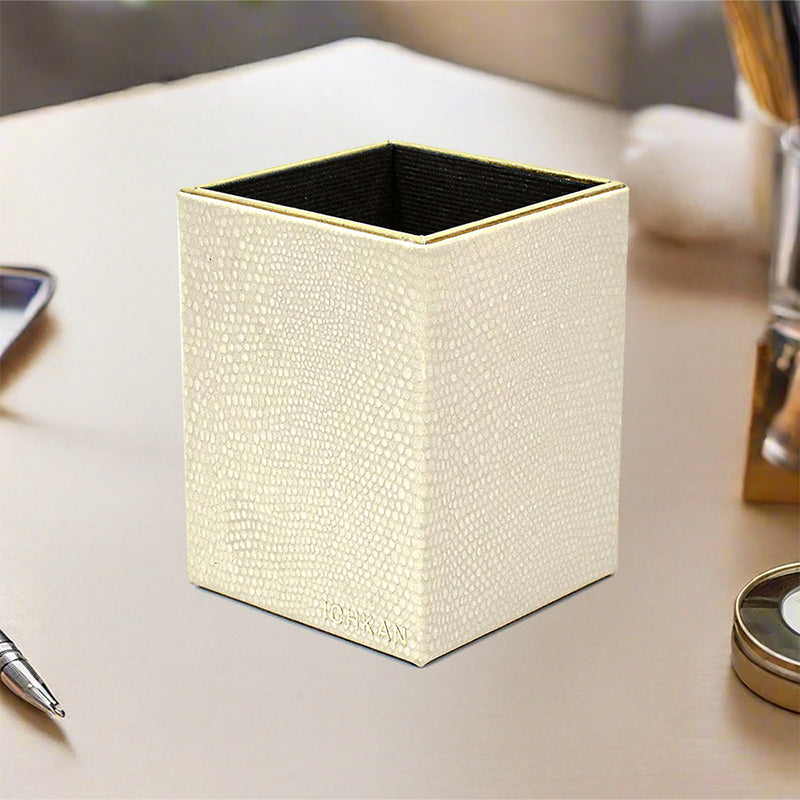 Tisquo Faux Leather Pen Stand - Ivory