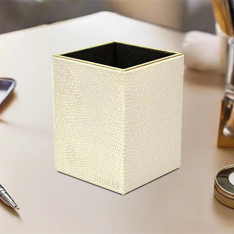 Tisquo Faux Leather Pen Stand - Ivory media 1