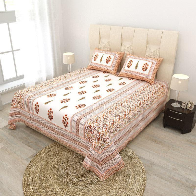 Amrutha Ethnic Printed Cotton Bedsheet (Pink) - 140 TC media 3