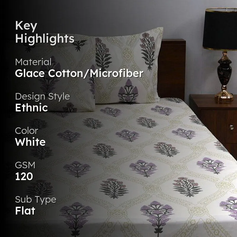 Bina Ethnic Microfiber Bedsheet - 120 GSM media 2