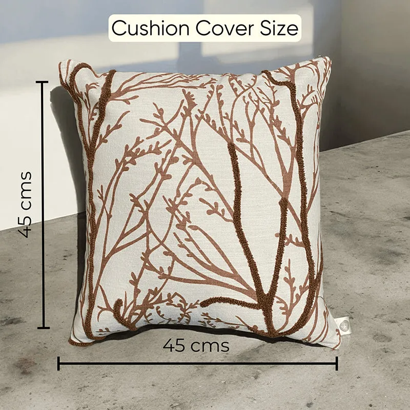Autumn Naps Tufted Cushion Cover (White & Brown) - Set Of Two media 7