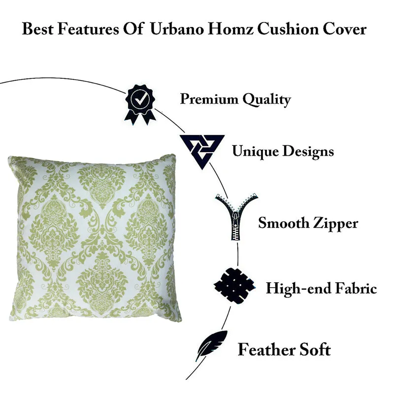 Tameira Jacquered Motif Printed Cushion Cover (Green) - Set Of Two media 5