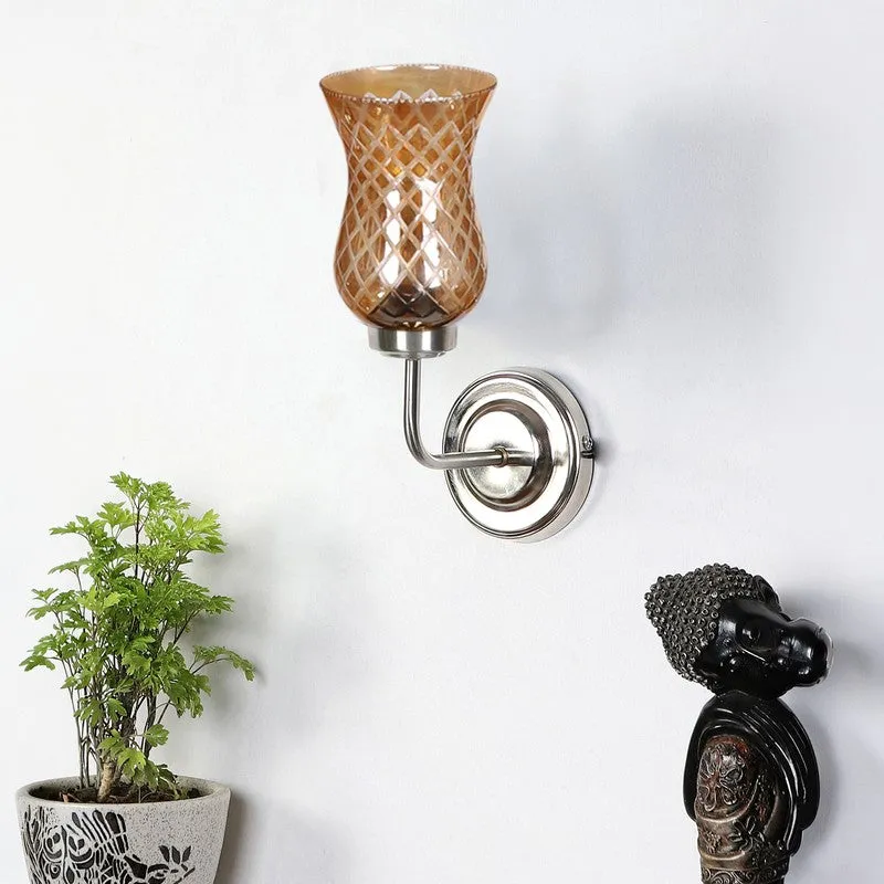 Honey Glow Nickel Glass Wall Lamp media 3